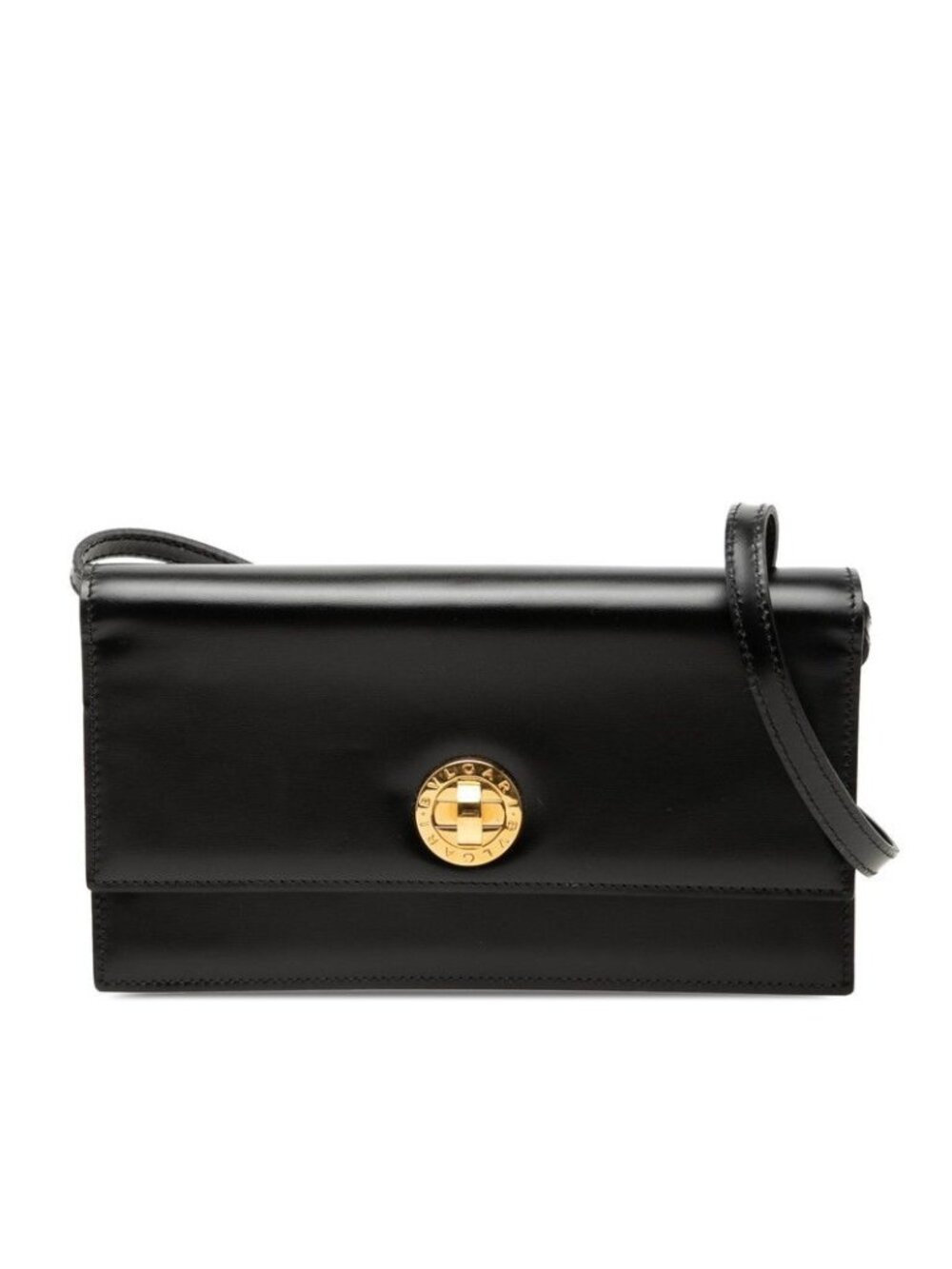 Bvlgari Logo Shoulder Bag Black Leather